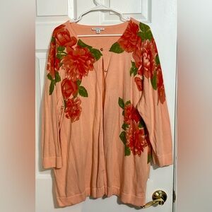 Isaac Mizrahi Live! Peach Floral Cardigan - 3X